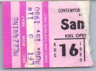 Vintage Carlos Santana Ticket Stub August 16 1980 St. Louis Missouri
