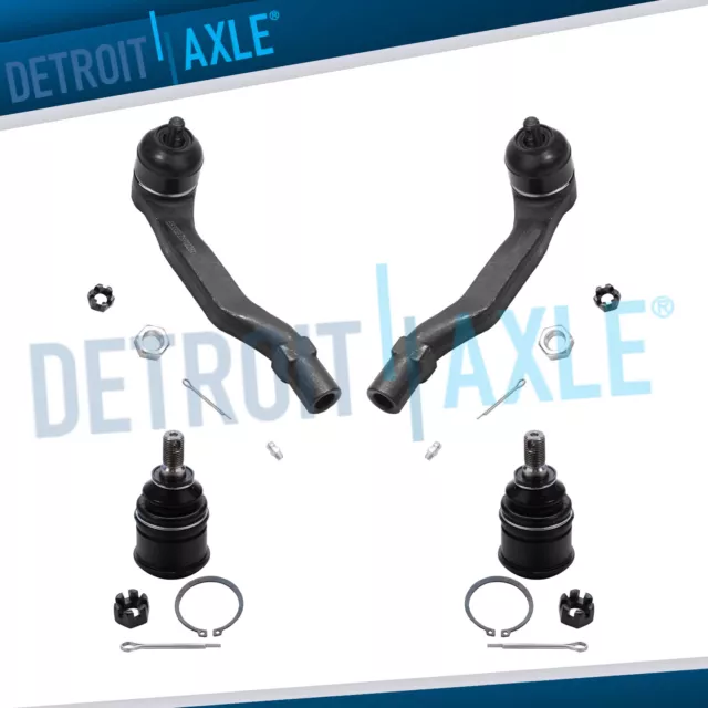 New (2) Front Lower Ball Joints & Outer Tie Rod Ends for Honda Civic Del Sol