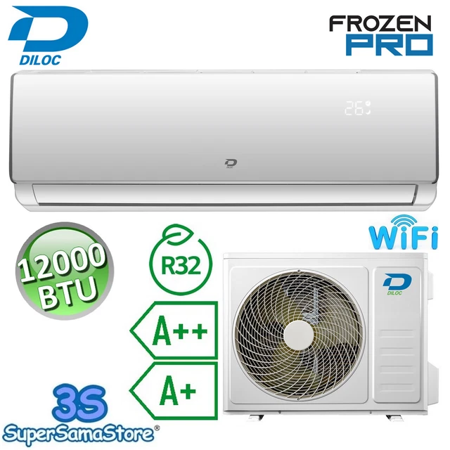 3S CLIMATISEUR SPLIT DILOC 3.5 KW 12000 BTU Frozen PRO WIFI INVERTER RÉVERSIBLE