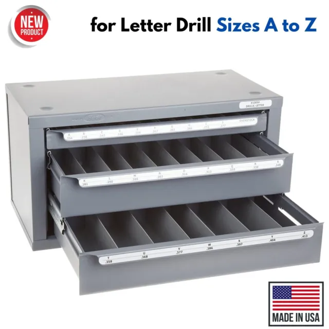 Tap & Drill Bit Dispenser Cabinet for Letter Sizes A-Z Drawer Labeled Organizer