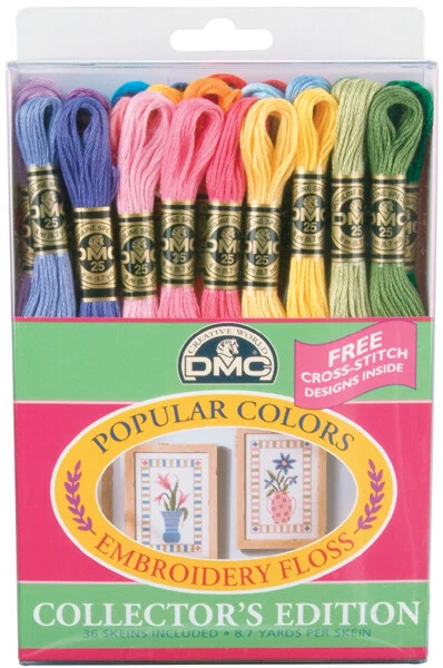 Paquete de hilo dental bordado DMC 8,7 yardas - Colores populares 36/paquete -7F25PC36