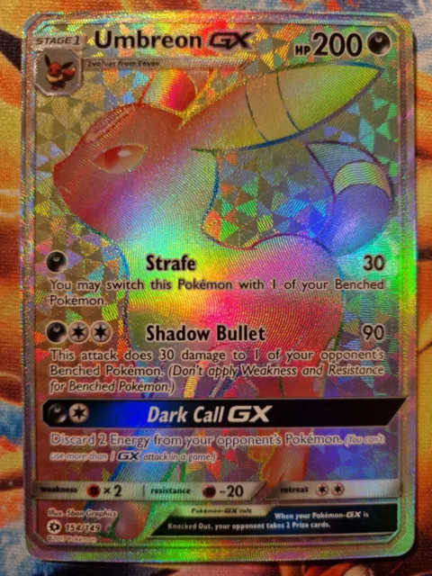 Umbreon GX Rainbow Rare Full Art Pokemon Card, Sun & Moon, 154/149