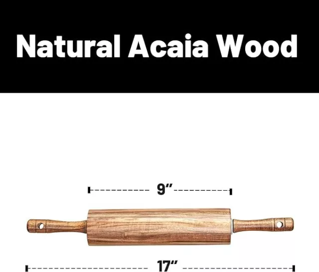 Rodillo de madera de acacia para hornear, rodillo de masa duradero. nuevo. 2024. 2