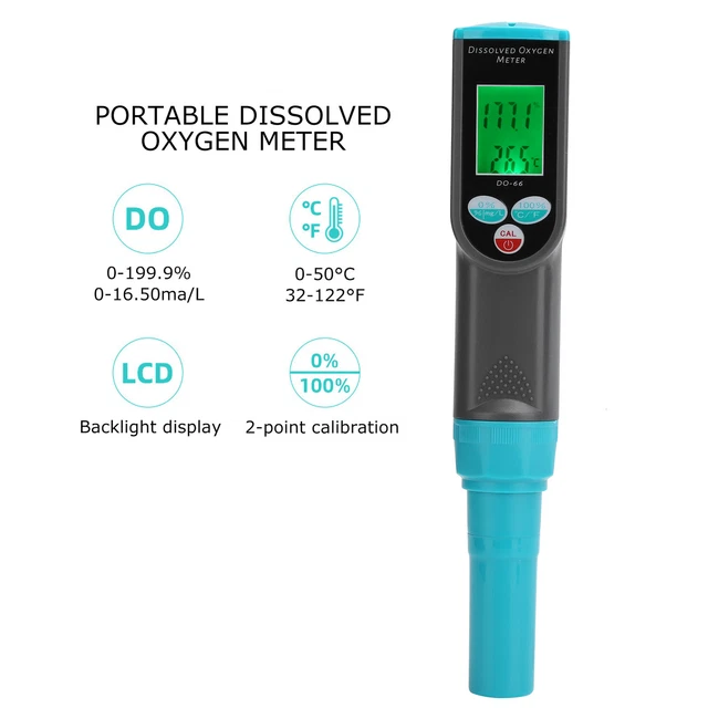 Portable Dissolved Oxygen Meter 0-199.9% Backlight Display W/Temperature