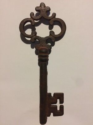 Victorian Master Door Iron Skeleton Key Solid Metal Collector Patina Rust Decor