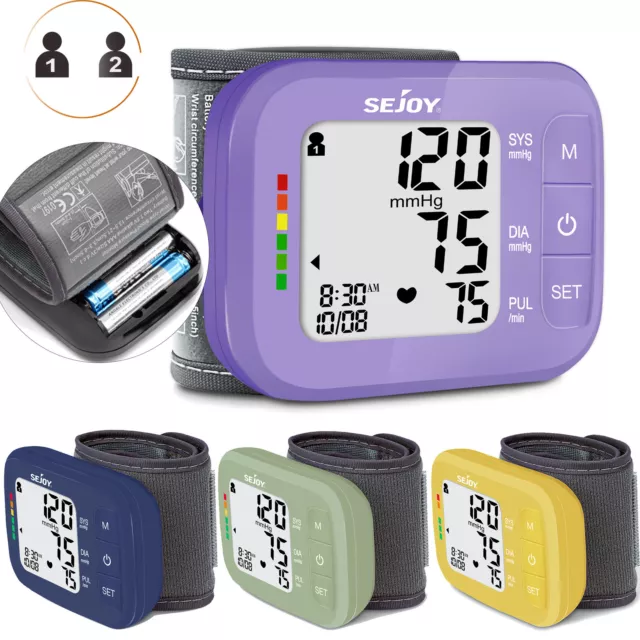 SEJOY Digital Automatic Blood Pressure Monitor Wrist Heart Rate BP Cuff Machine