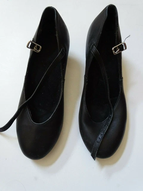 BLACK CAPEZIO JUNIOR FOOTLIGHT LEATHER CHARACTER DANCE SHOES girls 4.5 M