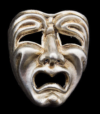 Mask from Venice Face Volto Paper Mache Silver Tragedy Weeping 2267 VG9B