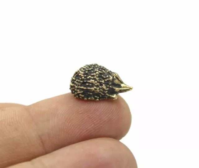 Hedgehog Miniature Sculpture Brass Collectible Figurine Tiny Animal Figure Charm