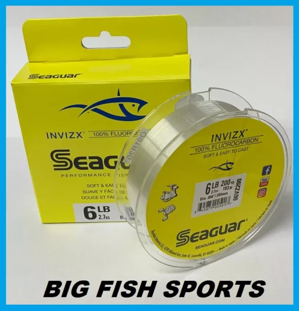 SEAGUAR INVIZX 100% Fluorocarbon Line 6lb/200yd 6 VZ 200 FREE USA SHIPPING!