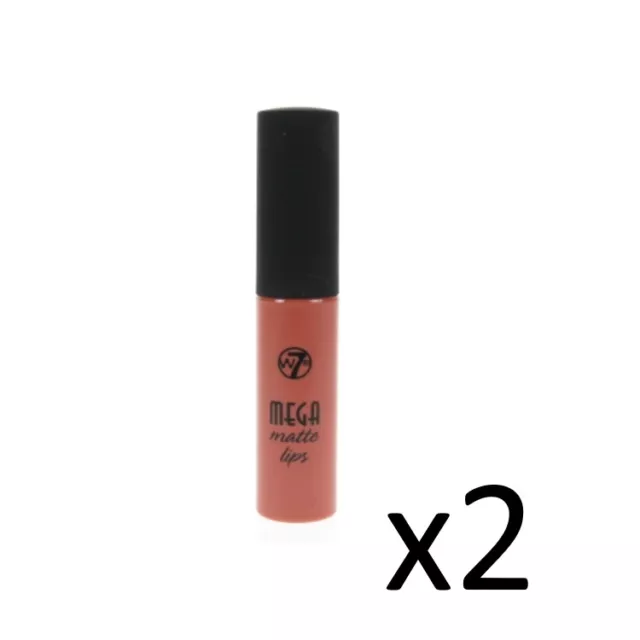 Brillant à Lèvres Bâton Mega Mate Soin Beauté Couleur Corail W7 Cosmétique x2