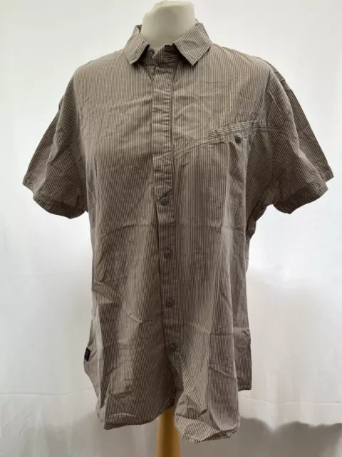 debenhams mens shirt size XL brown striped cotton short sleeved collar pockets