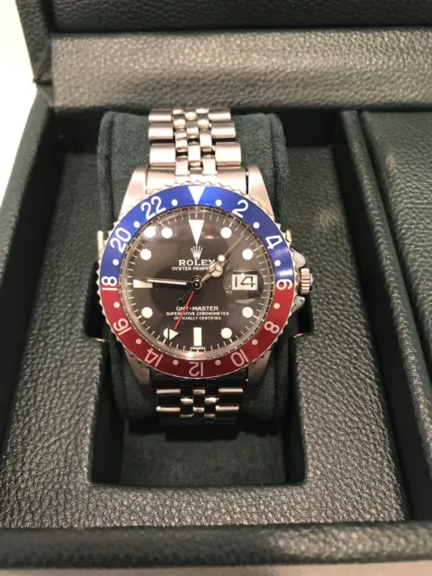 1963 Rolex GMT-Master 1675 Silver Jubilee Bracelet with Blue and Red Bezel