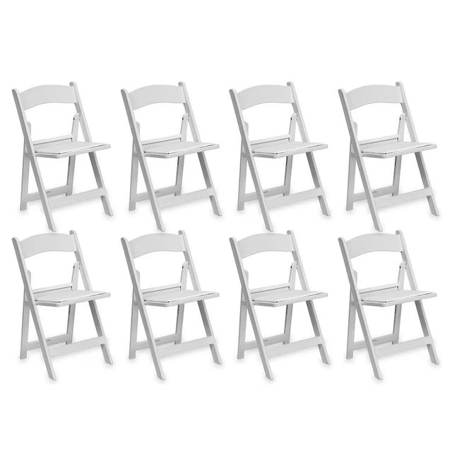Resin Folding Dining Chair With Padded Seat White Outdoor 300 lb Capacity 8 Pack