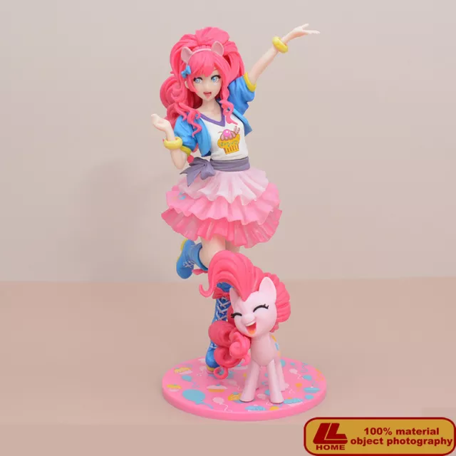 Anime Rainbow little horse Pink Hair Girl stand Figure Statue Toy Gift