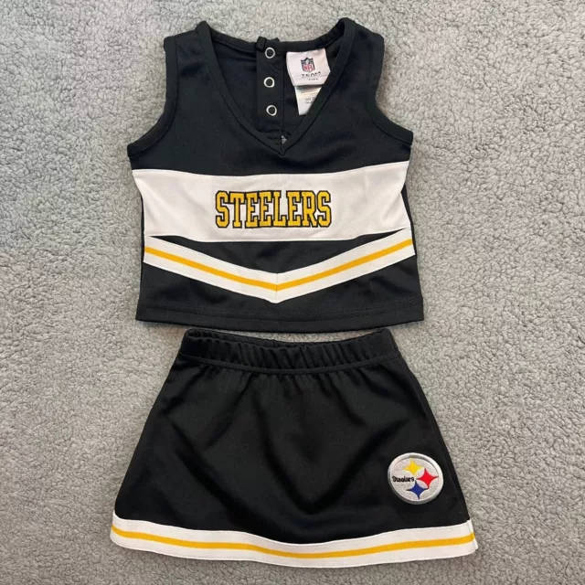 NFL Pittsburgh Steelers Cheerleading Outfit Toddler Baby 2T Black Shirt & Skirt