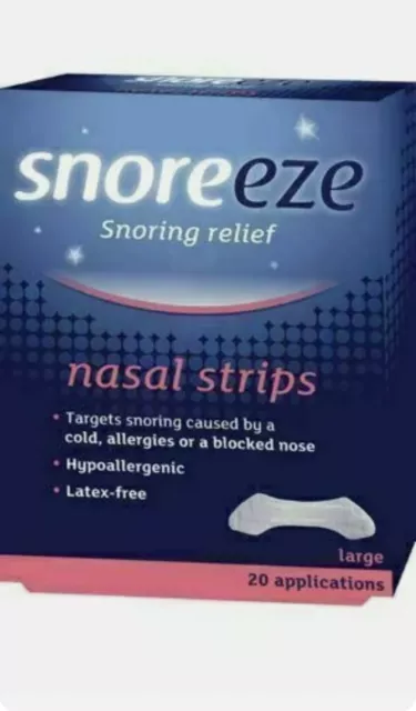 Snoreeze Nasal Strips Snoring Relief Size Large Pack of 20 Brand New