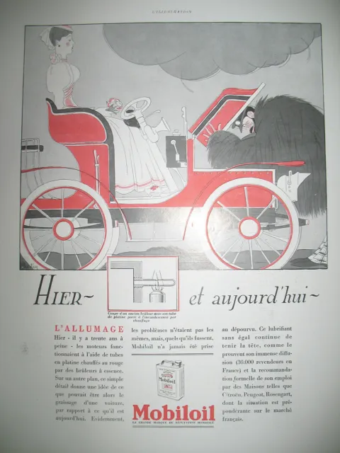 Press Advertisement Mobiloil Engine Oil Illustration Bertin French Ad 1930