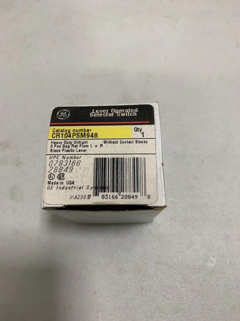 GE GENERAL ELECTRIC 3 Position Spring Return Selector Switch CR104PSM94B ~ NIB