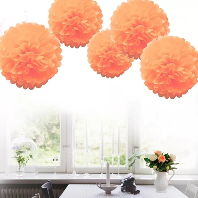 Orange Tissue Paper Pompoms Flower Wedding Party Decoration Pom Poms All Size