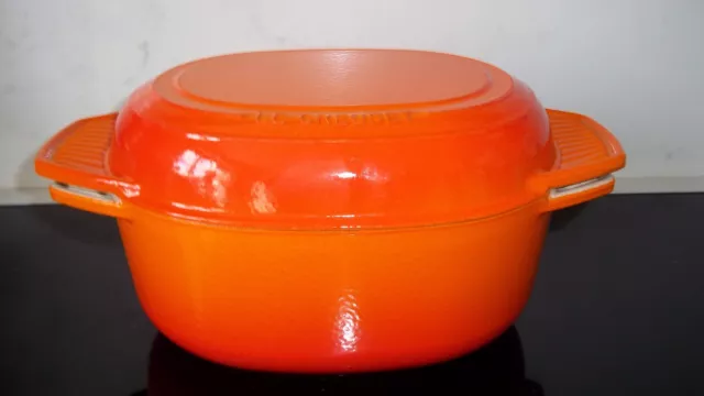 Creuset Casserole Double Volcanic Orange  Rare 4.2 Ltr 27 Deep Heavy