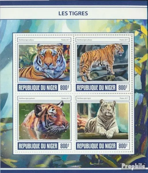 Briefmarken Niger 2017 Mi 5057-5060 Kleinbogen (kompl. Ausg.) postfrisch Katzen