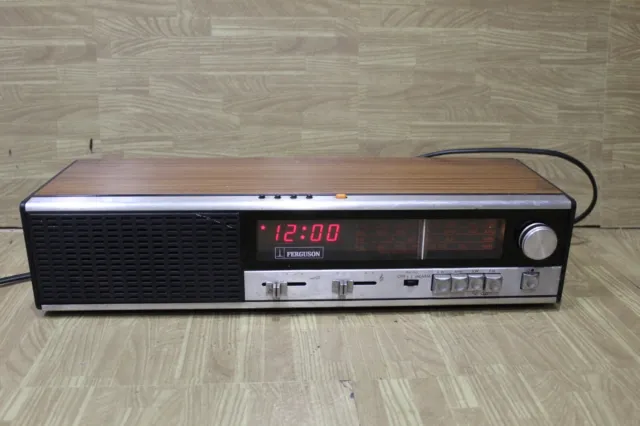 Ferguson 3196 vintage alarm clock radio wooden surround - fm/am vintage working