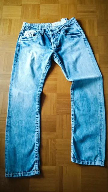 Camp David Herren Denim Jeans hellblau Gr. 34 34 Loose Gerades Bein weiß