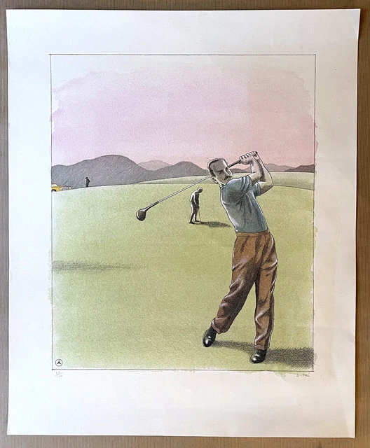 Pierre Le Tan Golf Original Lithograph Signed Numbered 1985