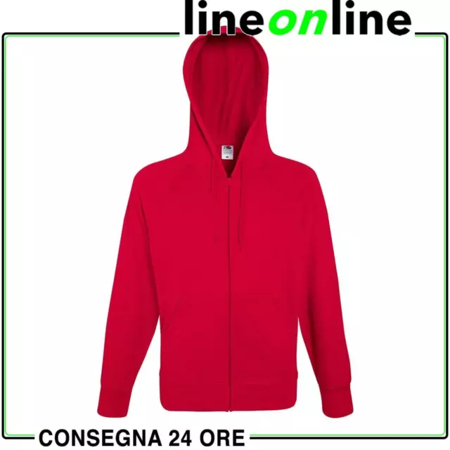 Felpa uomo con zip e cappuccio Fruit of the Loom 26601-Rosso-Taglia S
