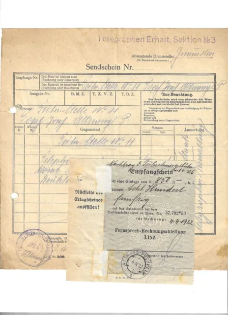 Nr 51770 Sendeschein Attnang Puchheim 1935 Telefon Anlage O.Ö.