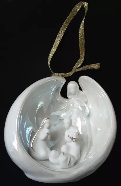 Christmas Ornament Porcelain Nativity Scene Appletree Designs Angel Zoom It