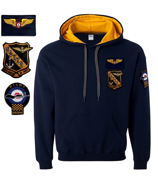 Felpa Uomo con cappuccio BLU NEUTRA O con stemmi NAVY PILOT DRONE