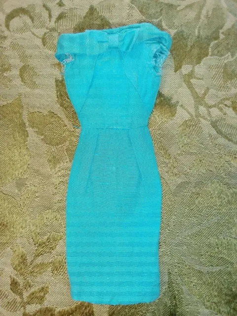 1960S VINTAGE BARBIE Blue Turquoise Silk Dress Sheath Go Everywhere ...