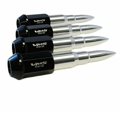True Spike Lug Nut Cap Aluminum -73mm Bullet 4pc Set Chrome