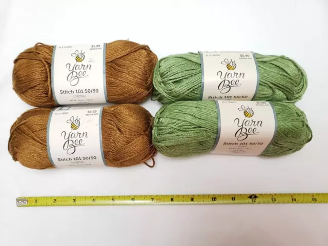 Yarn Bee Stitch 101 50/50 Color Sage Green Lot of 2 Skeins 3.5oz 180yards