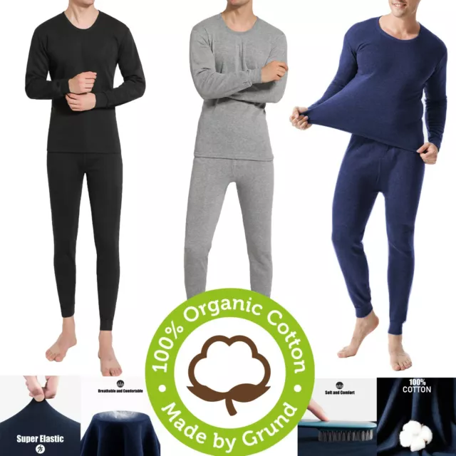 MENS WINTER ULTRA-SOFT Fleece Lined Thermal Top & Bottom Long John ...