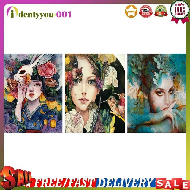 Kit de pintura sin marco de 40 x 50 cm pintado a mano artesanal hágalo usted mismo niña sin marco por números