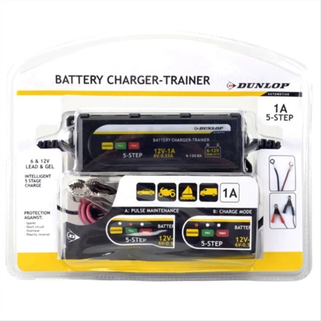 CHARGEUR BATTERIE Auto / Moto / Quad 6V/12V + FONCTION MAINTIEN DE CHARGE DUNLOP