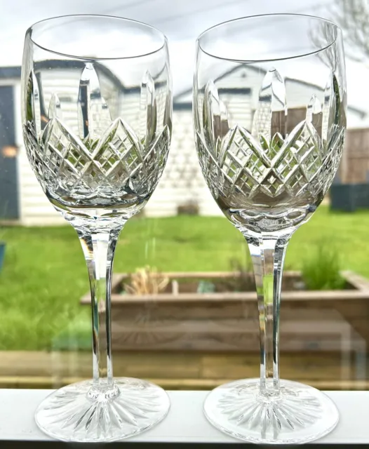 Two Edinburgh Crystal Montrose Large Wine/Water Goblets/Glasses 8 1/4"
