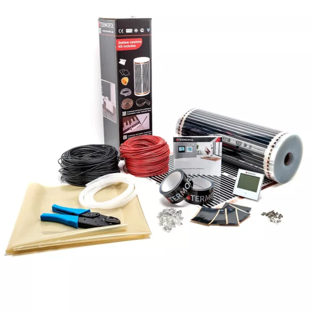 Underfloor Heating System Film Kit Foil 220W/M² Laminate/Solid Floor Thermostat