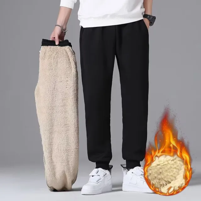 Mens Casual Pants Athletic Fleece Lined Thick Joggers Loose Warm Winter  Trousers