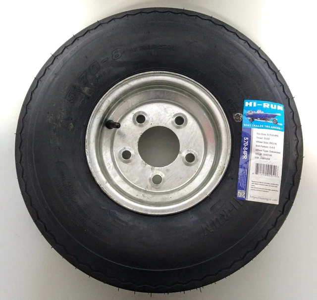 Hi-Run Trailer Tire & Rim Combo 5.70-8, 4 Ply Rating, 5 Bolt Pattern 5-4.5, New