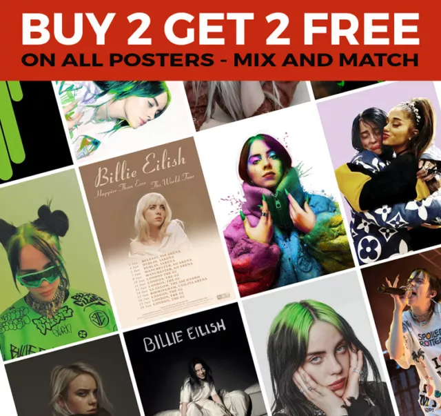 Billie Eilish Ariana Grande Posters Art Prints A4 A3 - Buy 2 Get 2 FREE!