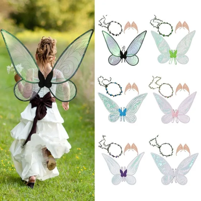 Sparkle Fairy Wings Butterfly Wings with Flower Crown & Elf Ears  Party Favor