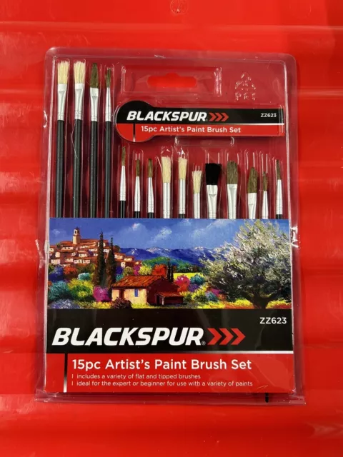 15PC ARTISTS PAINT BRUSHES FLAT Small-Large Detail Craft Art Brush Painting Set