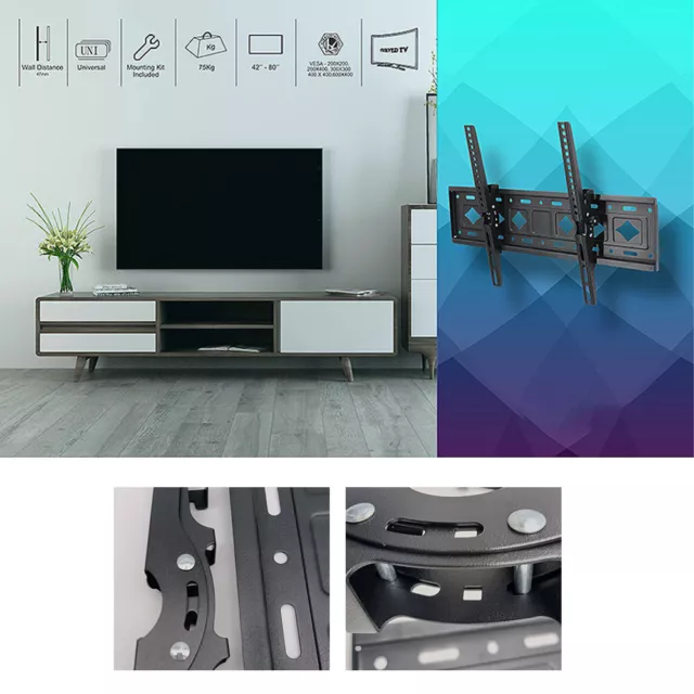 Tv Wall Bracket Tilt Mount For 32 40 42 48 50 55 60 65 75 Inch Led Plasma Lcd Au 2