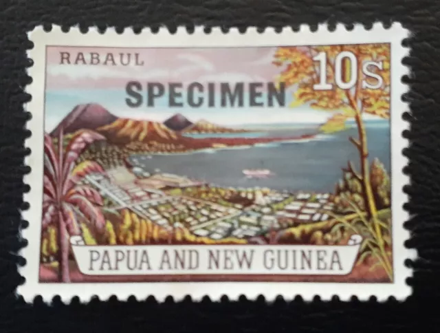 Papua New Guinea 1963 10/- Rabaul Overprinted SPECIMEN 15.5mm Setting No Gum