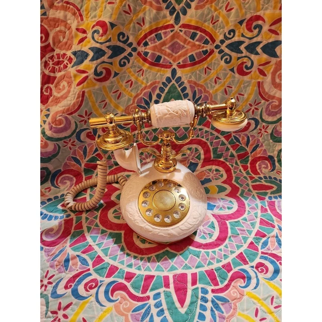 Teléfono vintage de porcelana estilo Hollywood crema