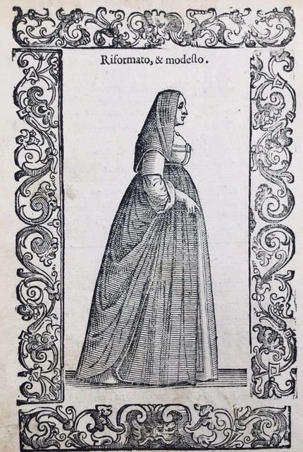 Gravure Sur Bois Originale De 1598 - Costume Noble De Galicia (Espagne) - Par Vecellio, Venise